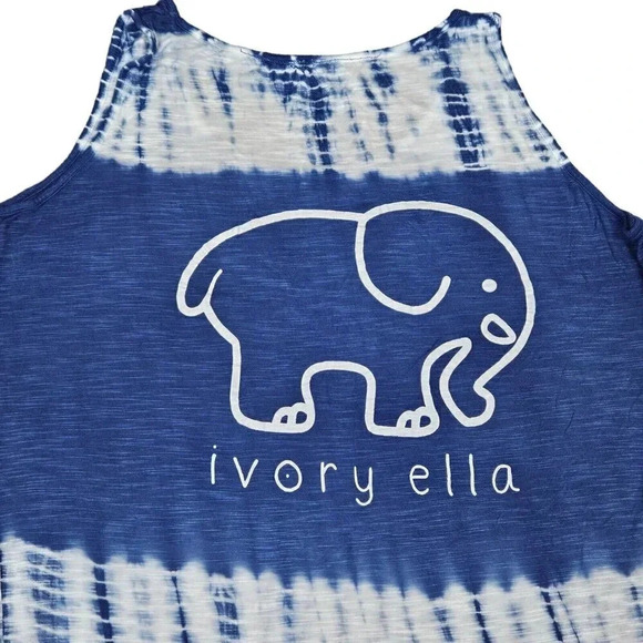 Ivory Ella Viscose Tank Top Blue Tie Dye Size Medium - Picture 7 of 10